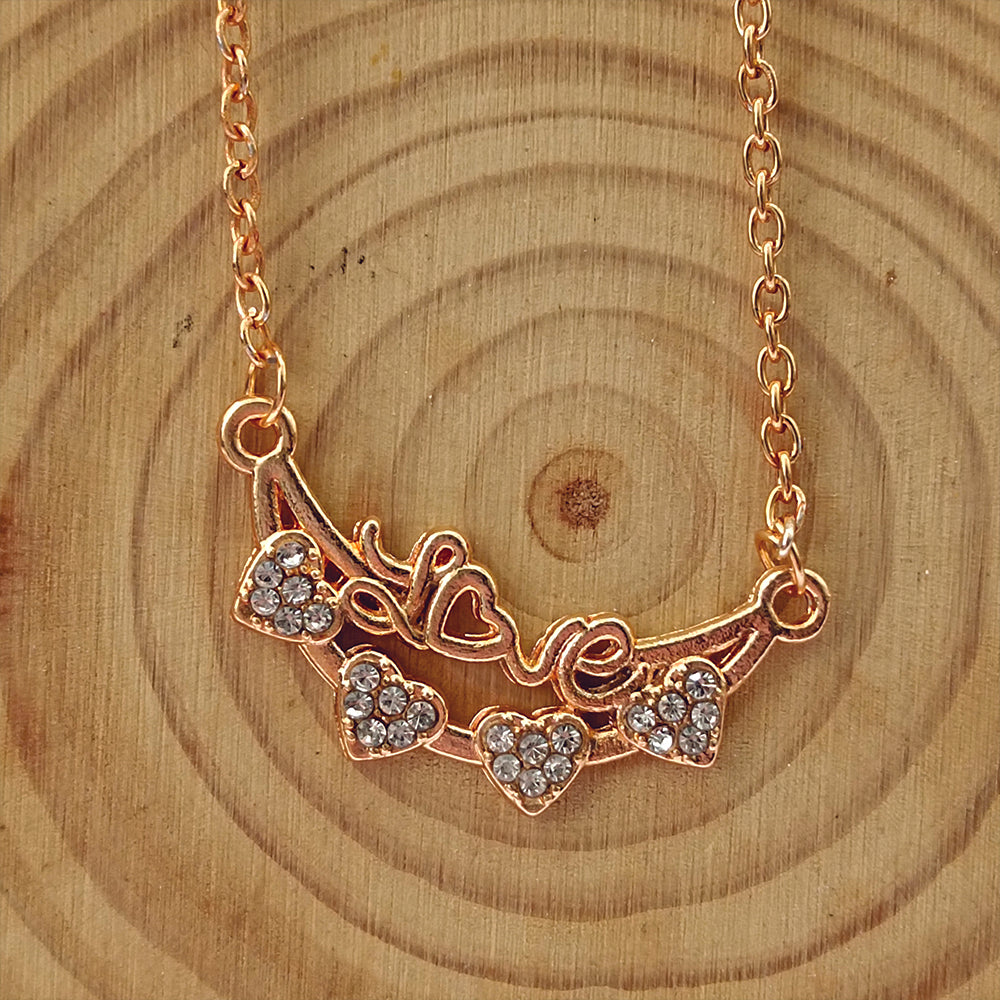 The99Jewel Rose Gold Plated Heart Shape  Auatrian Stone Chain Pendant -1204510