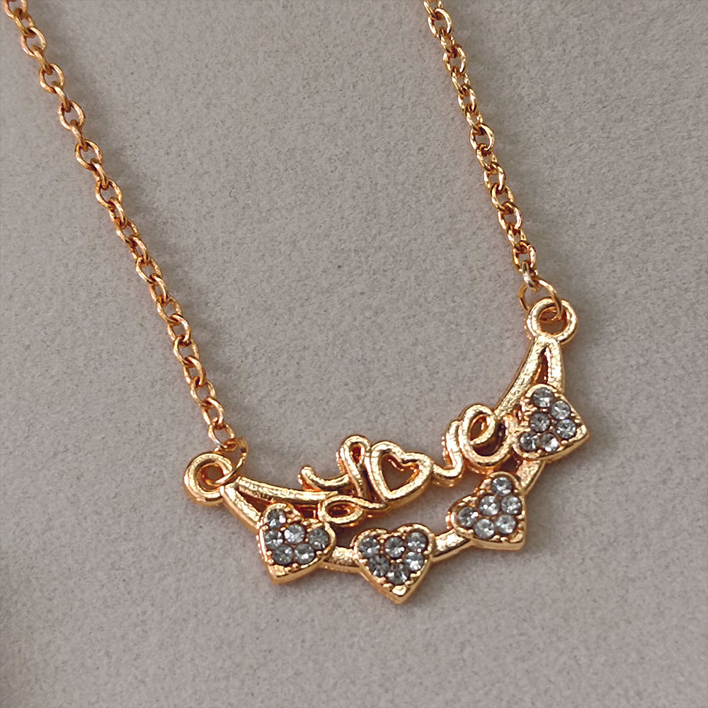 The99Jewel Rose Gold Plated Heart Shape  Auatrian Stone Chain Pendant -1204510