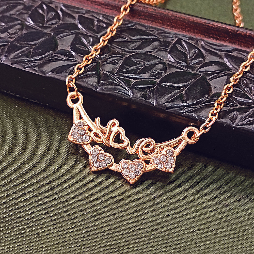 The99Jewel Rose Gold Plated Heart Shape  Auatrian Stone Chain Pendant -1204510
