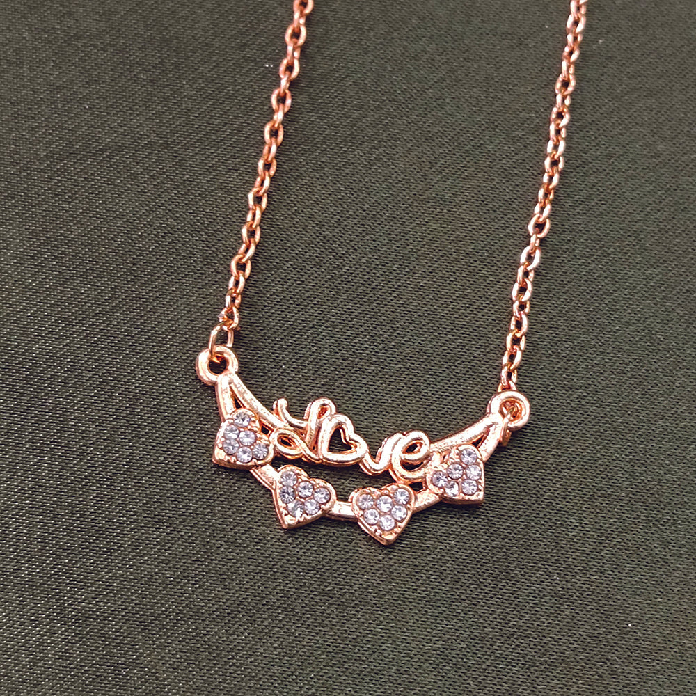 The99Jewel Rose Gold Plated Heart Shape  Auatrian Stone Chain Pendant -1204510