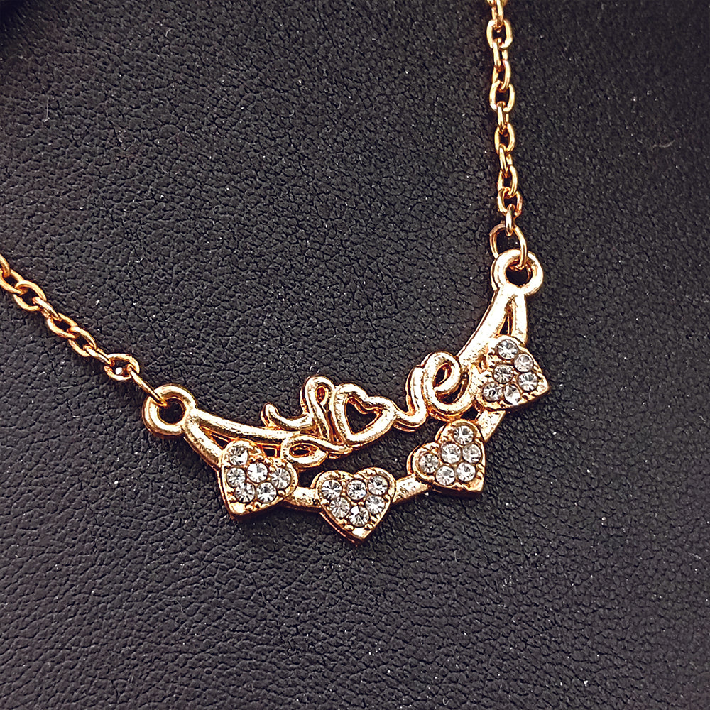 The99Jewel Rose Gold Plated Heart Shape  Auatrian Stone Chain Pendant -1204510