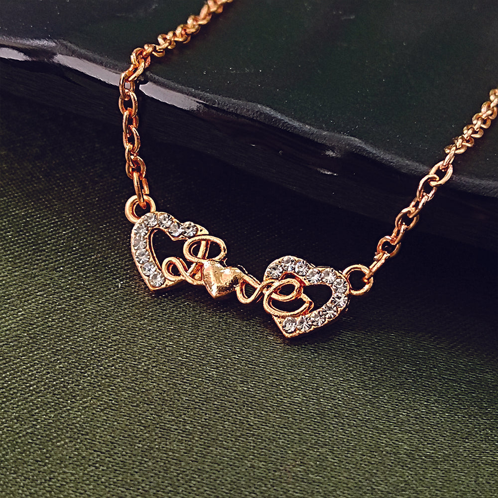 The99Jewel Rose Gold Plated Heart Shaoe Love Chain Pendant -1204512