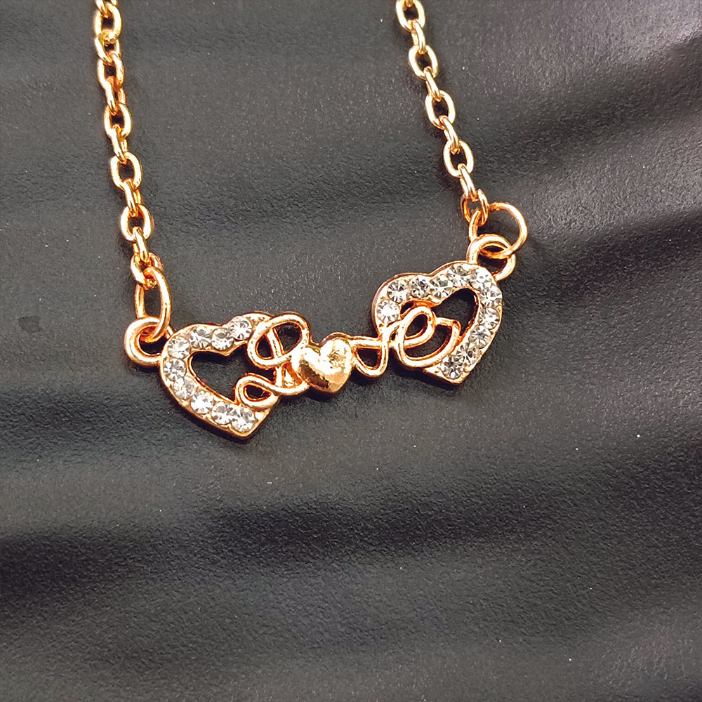 The99Jewel Rose Gold Plated Heart Shaoe Love Chain Pendant -1204512