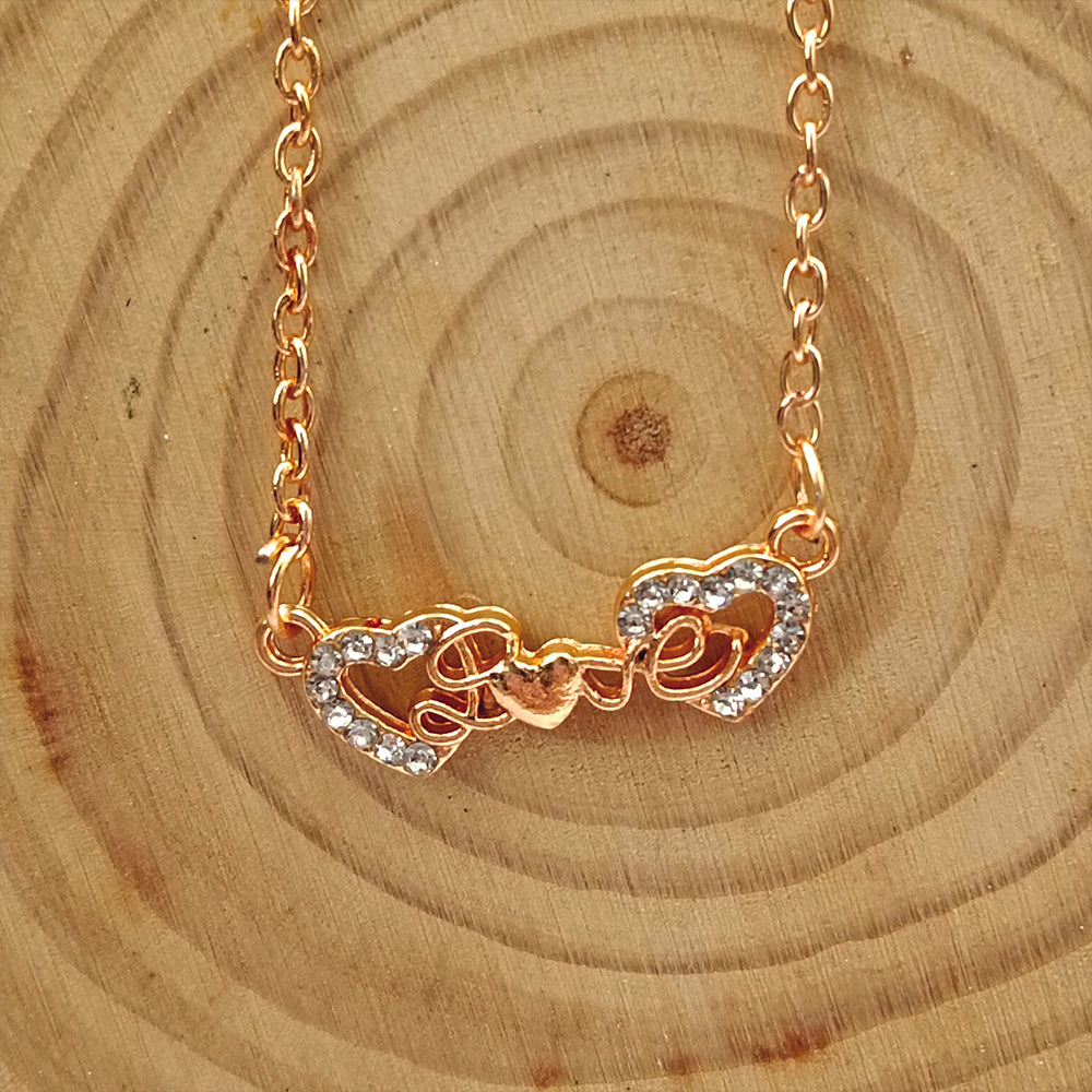 The99Jewel Rose Gold Plated Heart Shaoe Love Chain Pendant -1204512