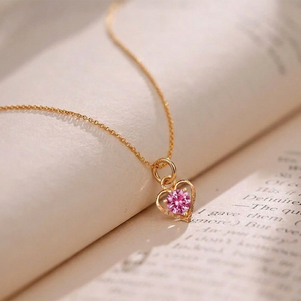 The99Jewel Rose Gold Plated Heart Shape Stylish Chain Pendant For Women & Girls