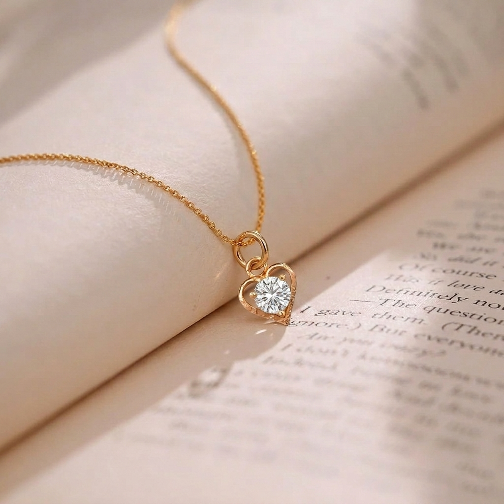 The99Jewel Rose Gold Plated Heart Shape Stylish Chain Pendant For Women & Girls