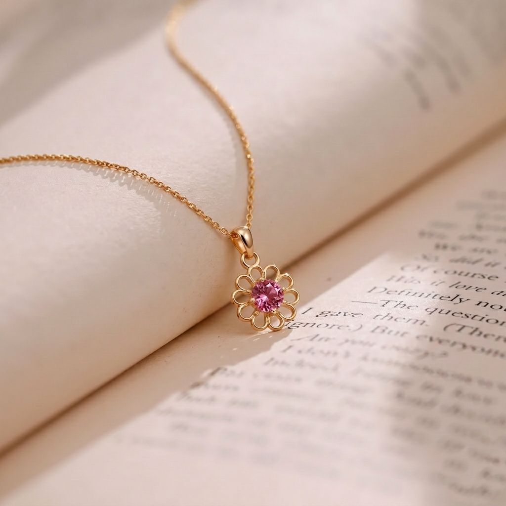 The99Jewel Rose Gold Plated Floral Stylish Chain Pendant For Women & Girls