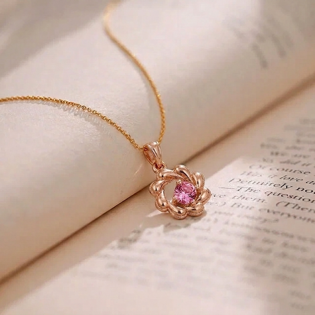 The99Jewel Rose Gold Plated Stylish Chain Pendant For Women & Girls