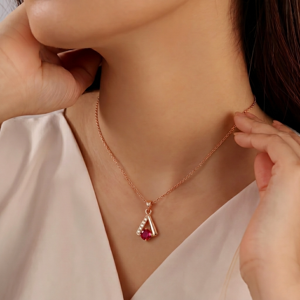 The99Jewel Rose Gold Plated Stylish Chain Pendant For Women & Girls