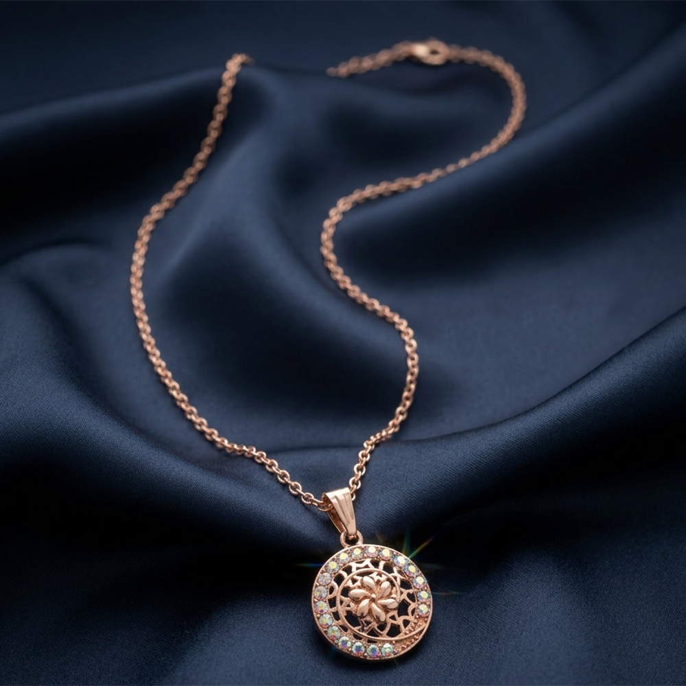 The99Jewel Rose Gold Plated Chain Pendant For Women/ Girls