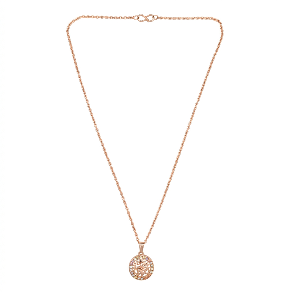 The99Jewel Rose Gold Plated Chain Pendant For Women/ Girls