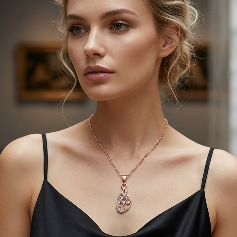 The99Jewel Rose Gold Plated Chain Pendant For Women and Girls