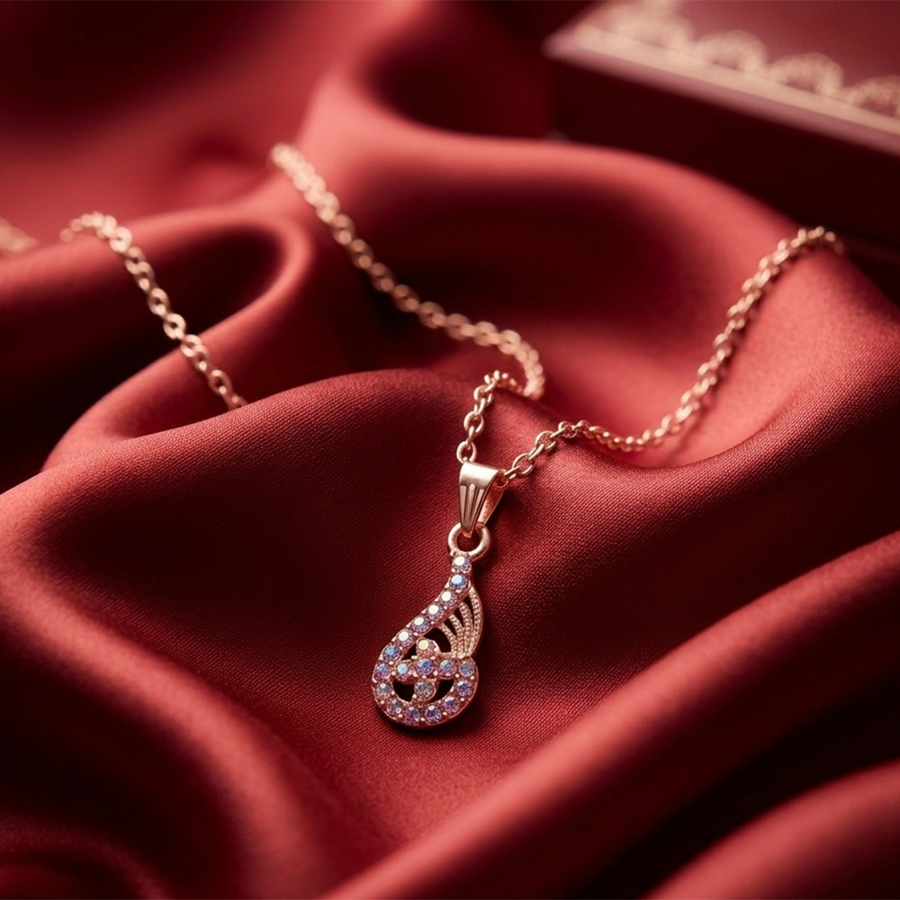 The99Jewel Rose Gold Plated Chain Pendant For Women/ Girls