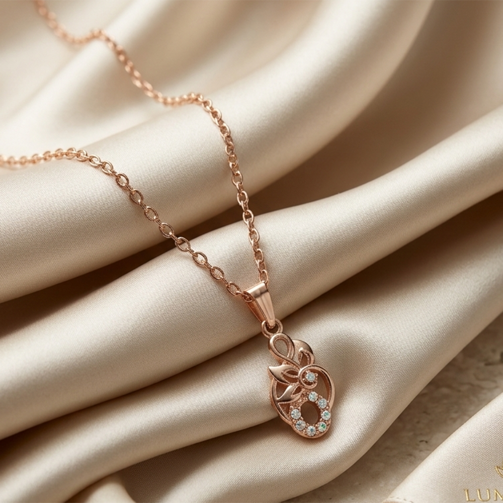 The99Jewel Rose Gold Plated Chain Pendant For Women/ Girls