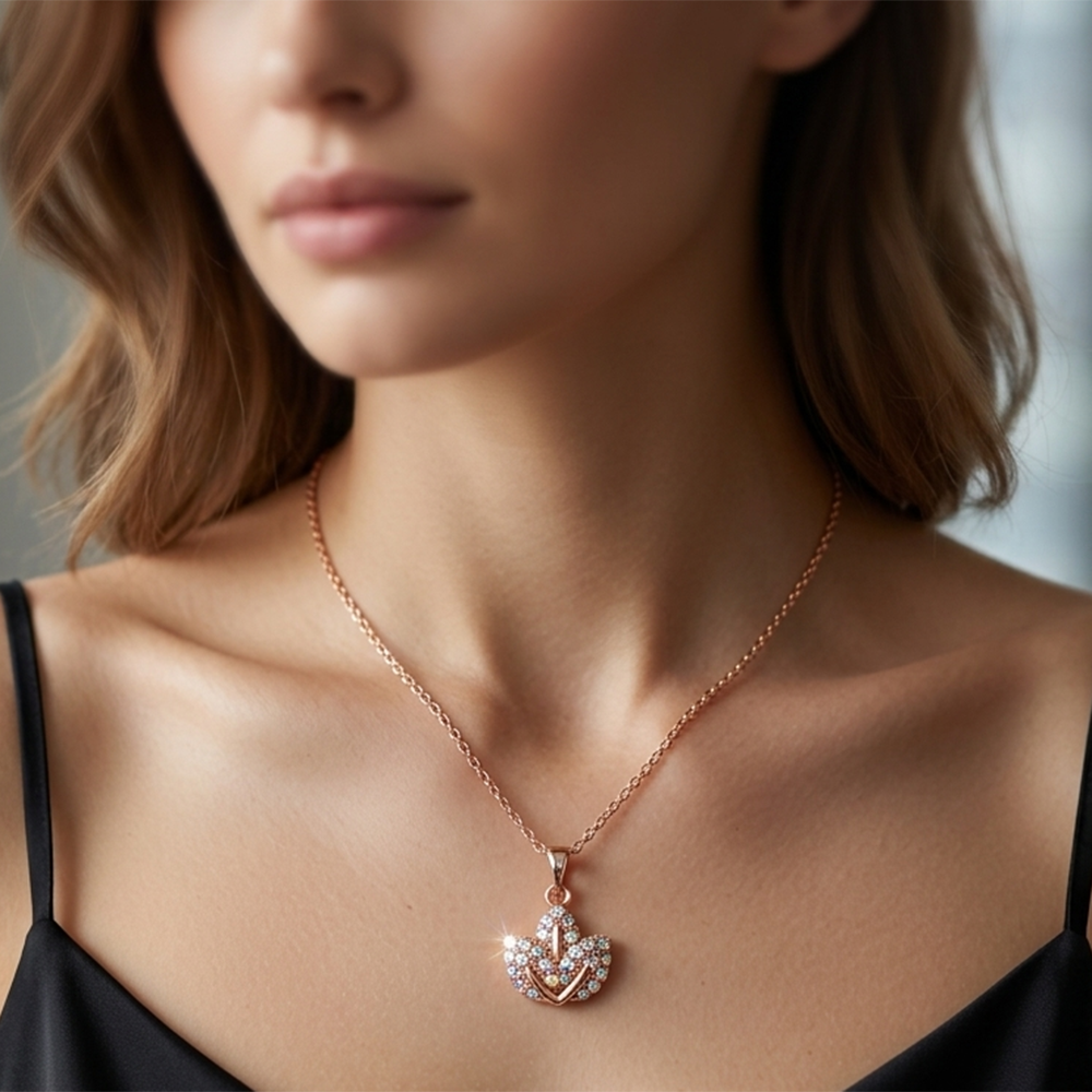 The99Jewel Rose Gold Plated Chain Pendant For Women/ Girls