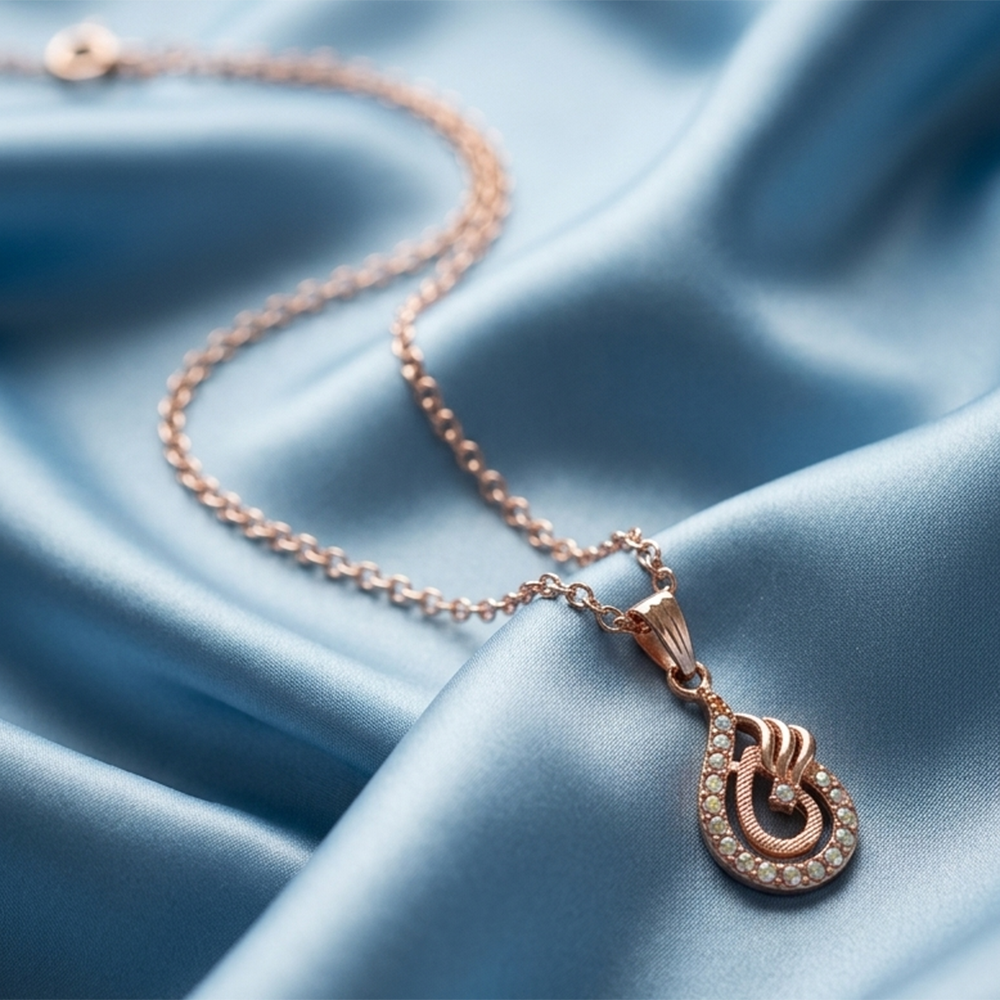 The99Jewel Rose Gold Plated Chain Pendant For Women/ Girls