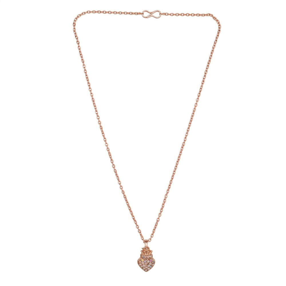 The99Jewel Rose Gold Plated Heart Shape Chain Pendant For Women/ Girls