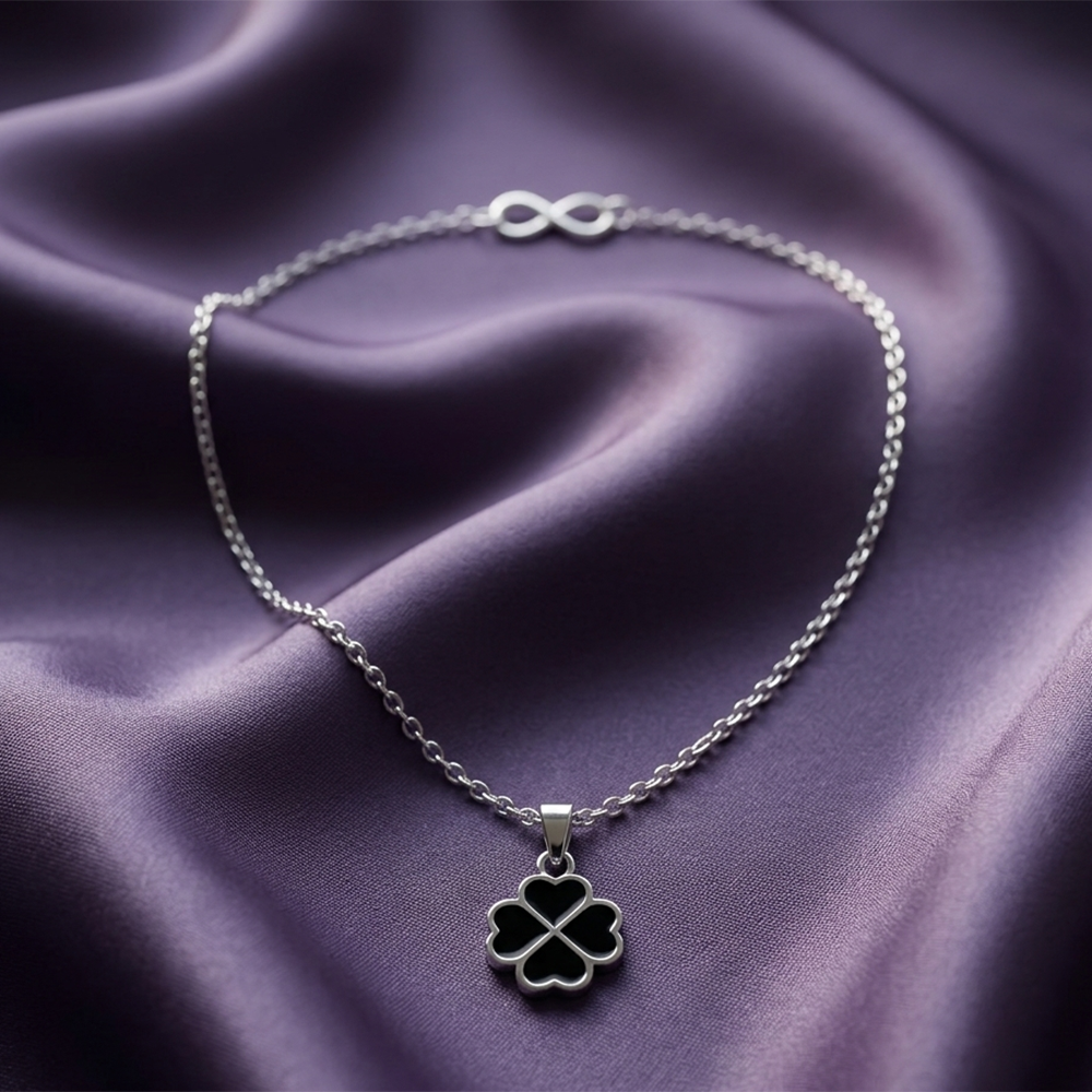The99Jewel Silver Plated Clover Chain Pendant For Women/ Girls