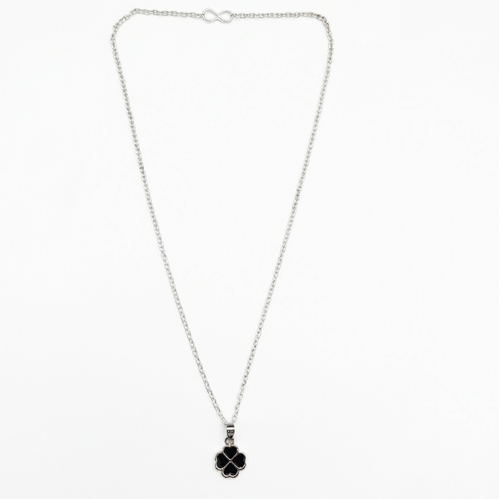 The99Jewel Silver Plated Clover Chain Pendant For Women/ Girls