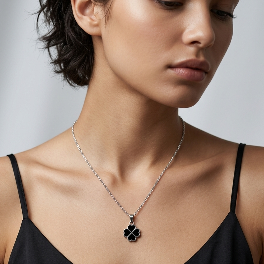 The99Jewel Silver Plated Clover Chain Pendant For Women/ Girls