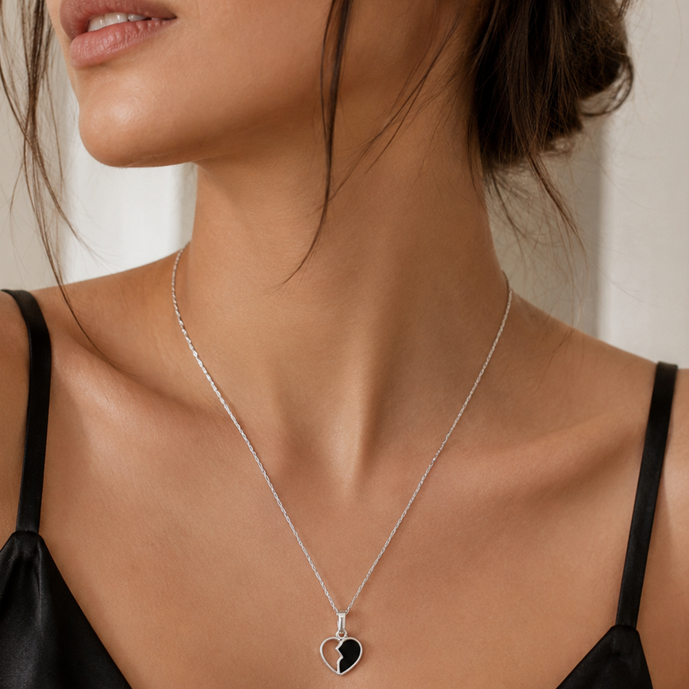 The99Jewel Silver Plated Heart Shape Chain Pendant For Women/ Girls