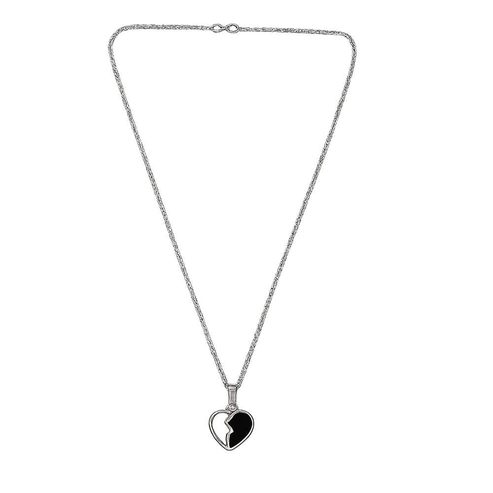 The99Jewel Silver Plated Heart Shape Chain Pendant For Women/ Girls