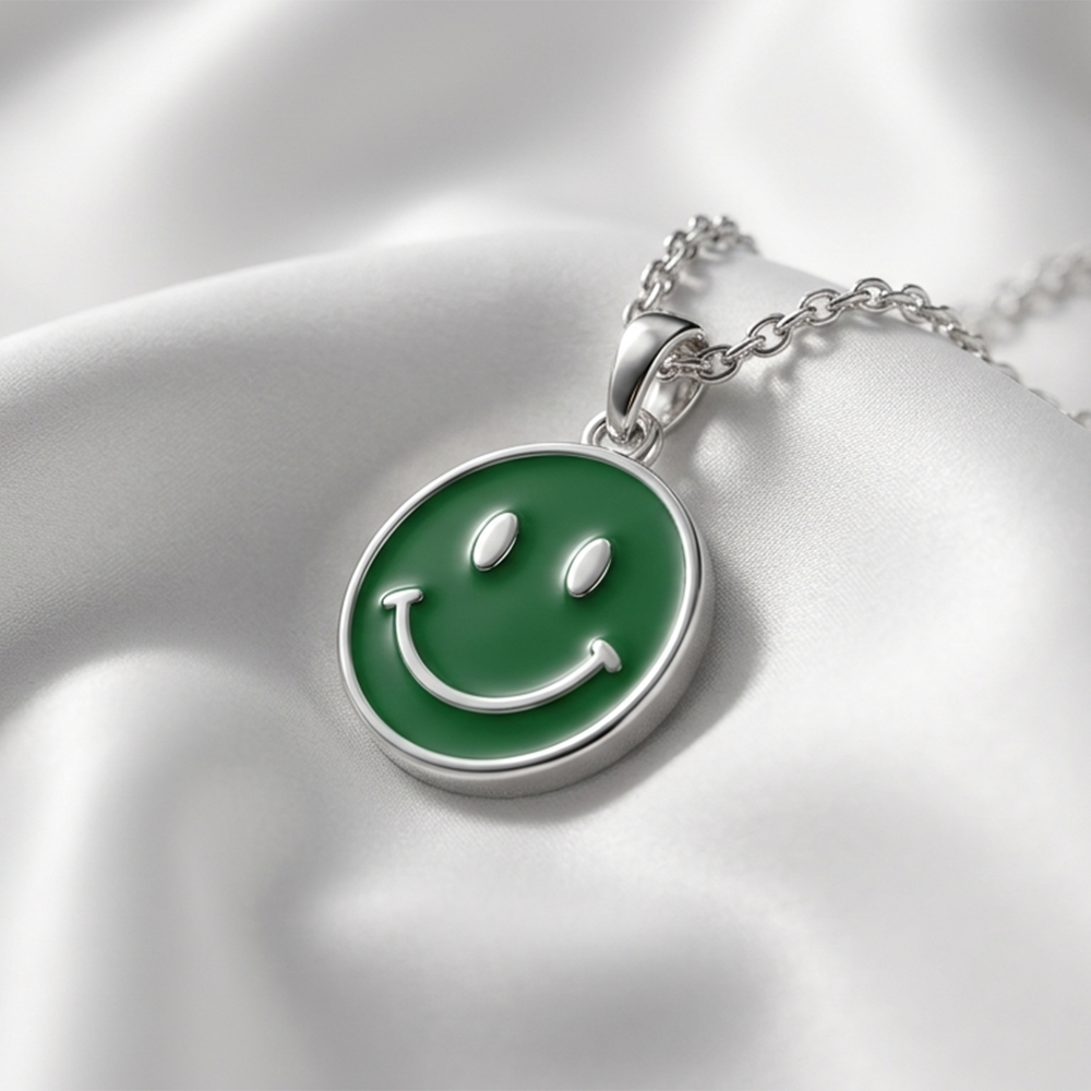The99Jewel Silver Plated Smiley Emoji Chain Pendant For Women/ Girls