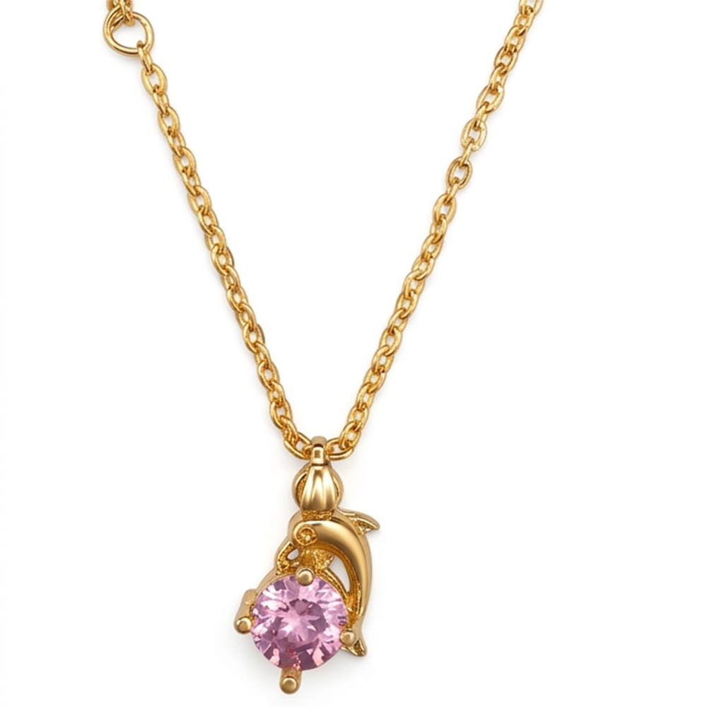 The99Jewel Crystal Stone Dolphin Chain Pendant For Women/ Girls