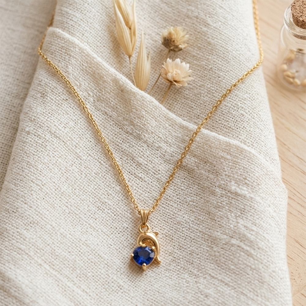 The99Jewel Crystal Stone Dolphin Chain Pendant For Women/ Girls