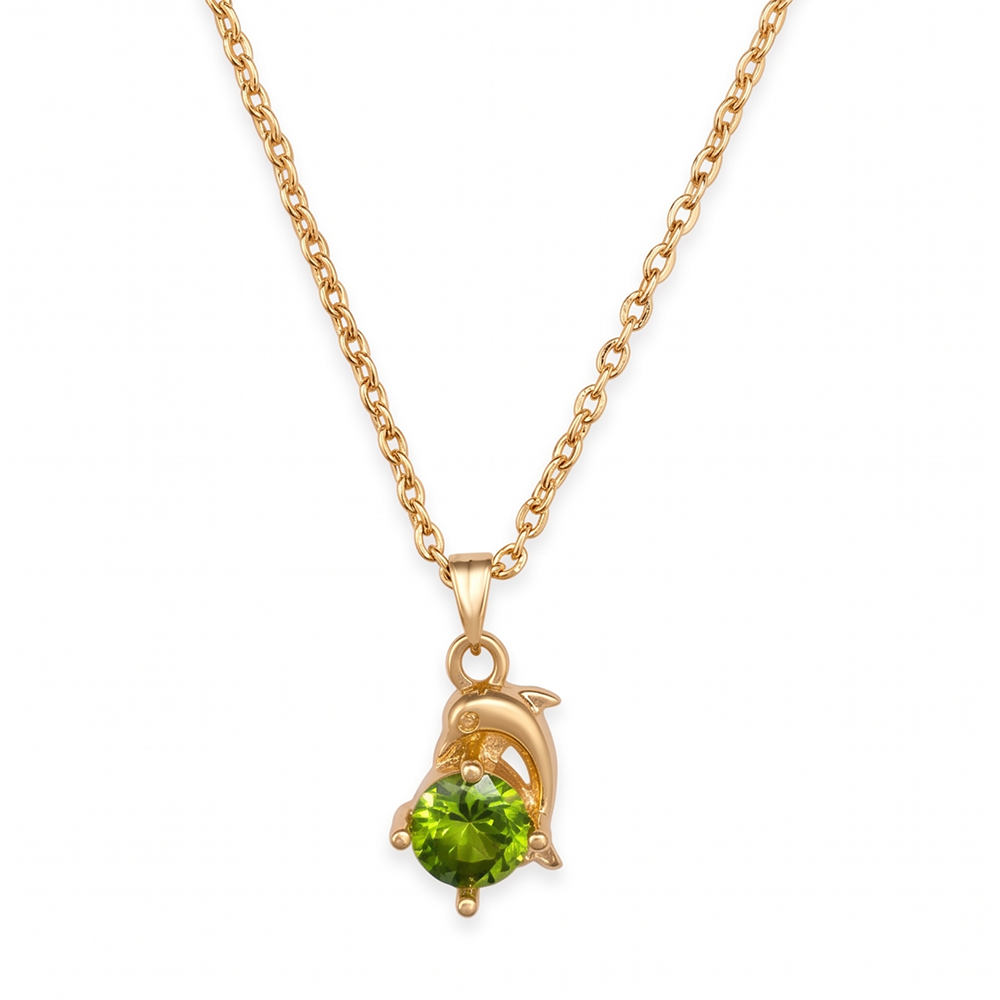 The99Jewel Crystal Stone Dolphin Chain Pendant For Women/ Girls