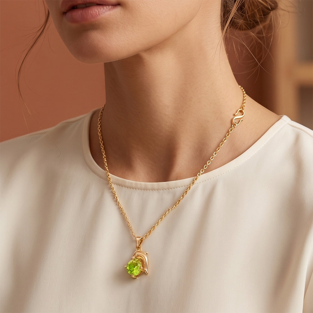  The99Jewel Crystal Stone Dolphin Chain Pendant For Women/ Girls