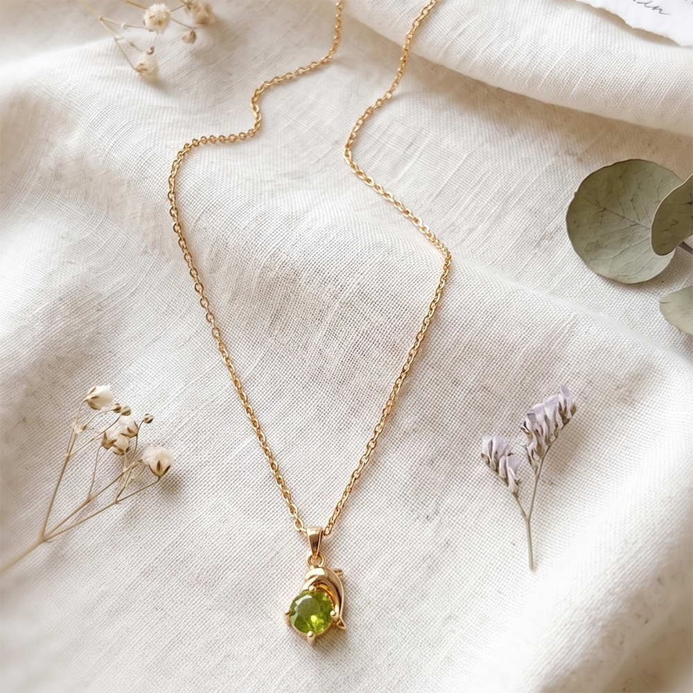 The99Jewel Crystal Stone Dolphin Chain Pendant For Women/ Girls