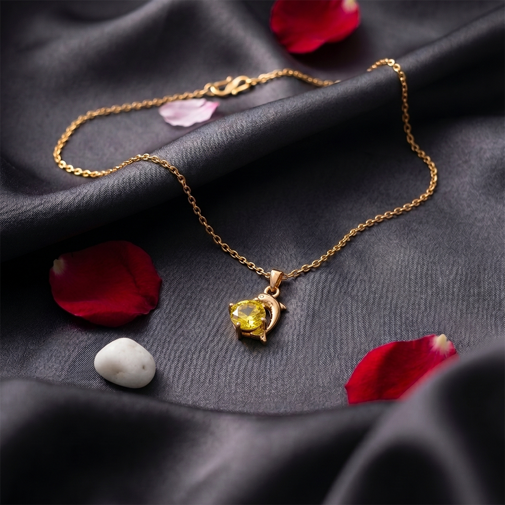 The99Jewel Crystal Stone Dolphin Chain Pendant For Women/ Girls
