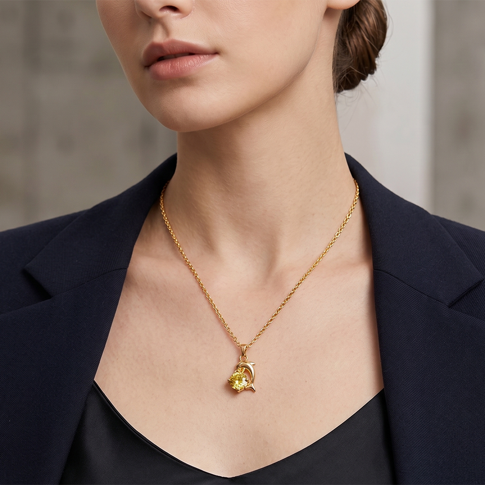 The99Jewel Crystal Stone Dolphin Chain Pendant For Women/ Girls
