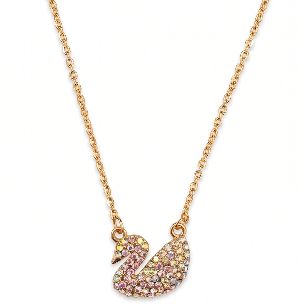 The99Jewel Rainbow Austrian Stone Swan Chain Pendant For Women/ Girls