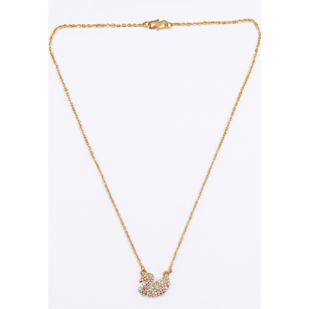The99Jewel Rainbow Austrian Stone Swan Chain Pendant For Women/ Girls