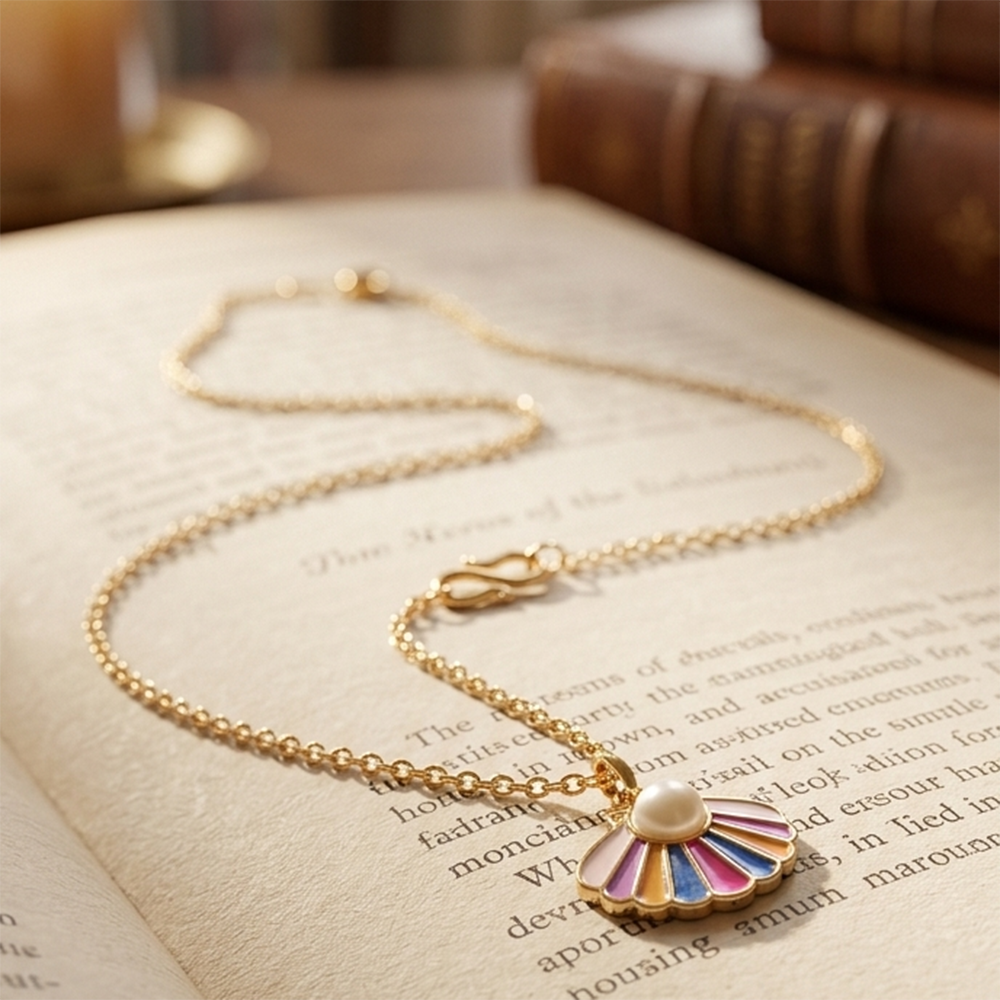 The99Jewel Trendy Meenakari Shell And Pearl Chain Pendant For Women/ Girls