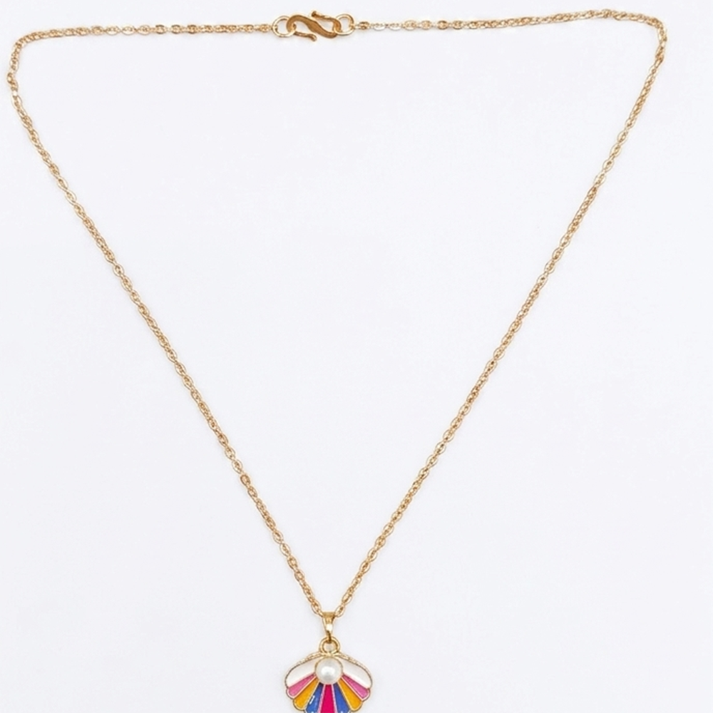 The99Jewel Trendy Meenakari Shell And Pearl Chain Pendant For Women/ Girls