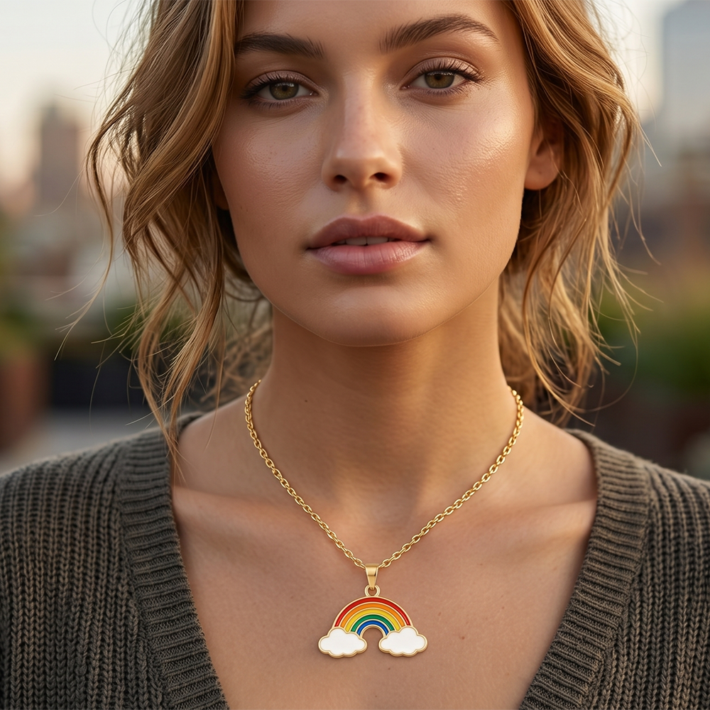  The99Jewel Elegant Colorful Rainbow Meenakari Chain
