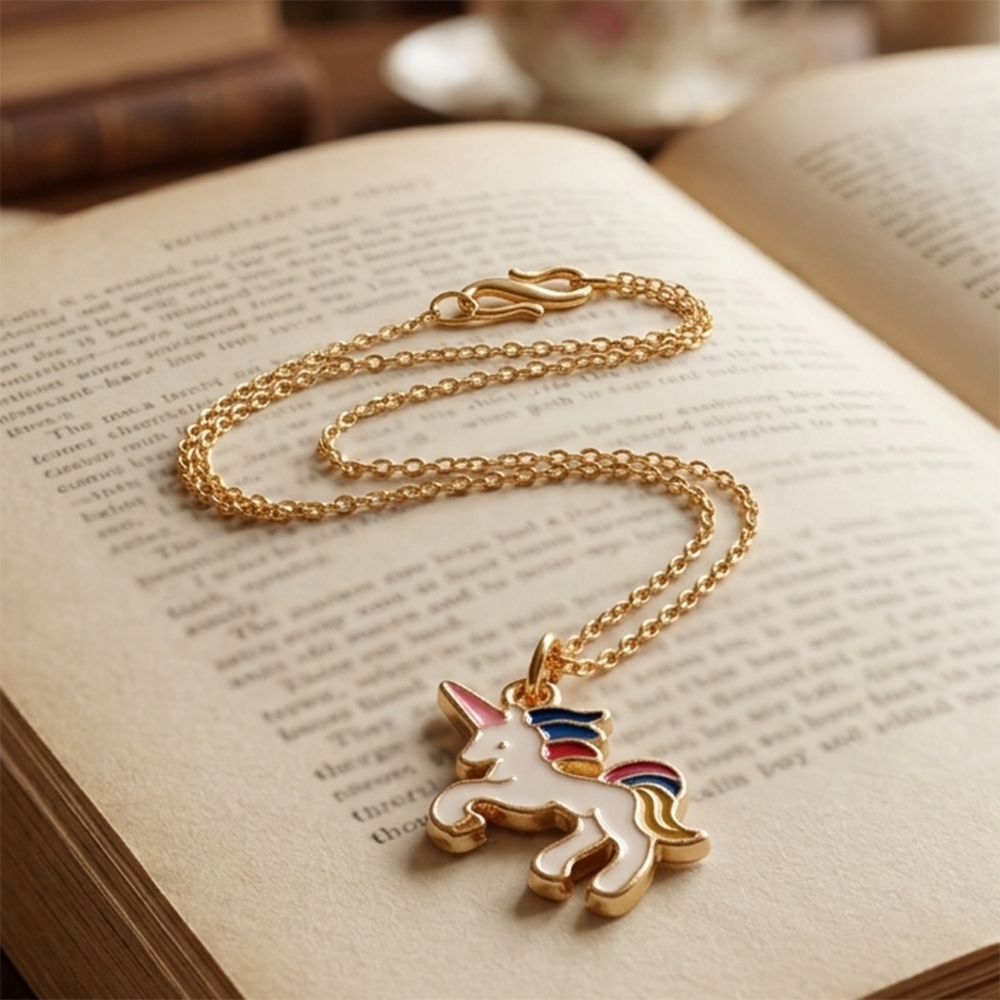 The99Jewel Fantasy Unicorn Meenakari Chain Pendant For Women/ Girls