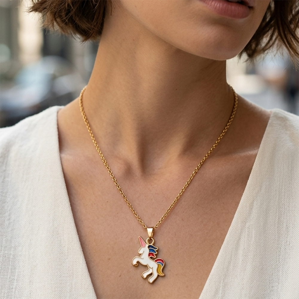  The99Jewel Fantasy Unicorn Meenakari Chain Pendant For Women/ Girls