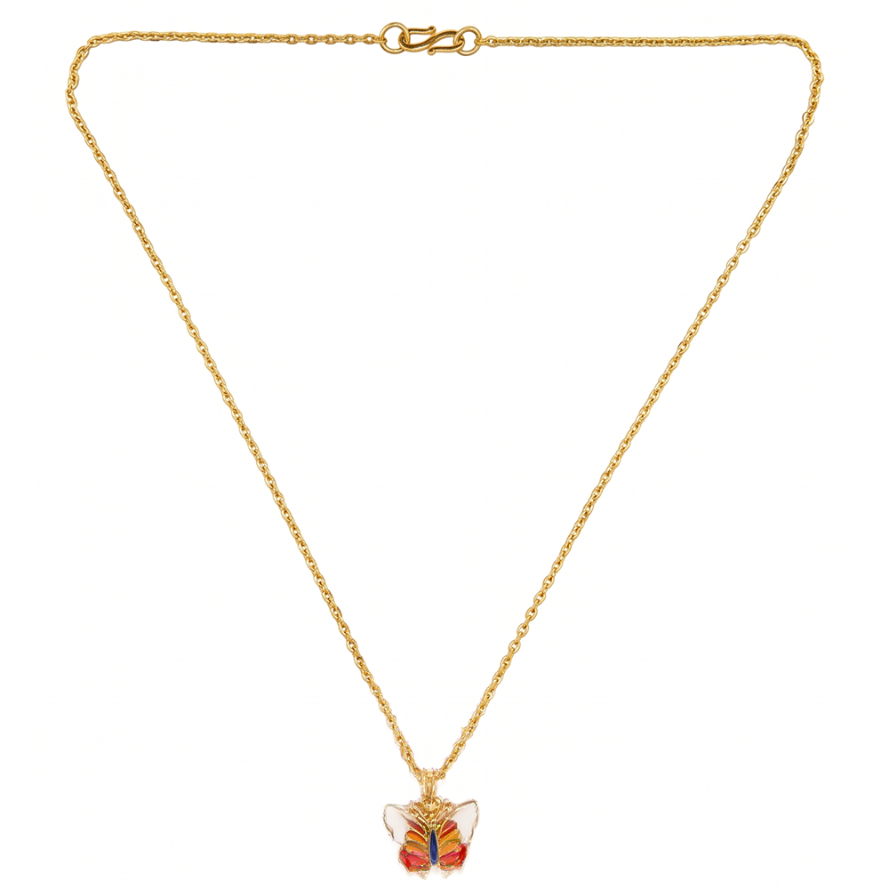  The99Jewel Cute Butterfly Design Meenakari Chain Pendant For Women/ Girls