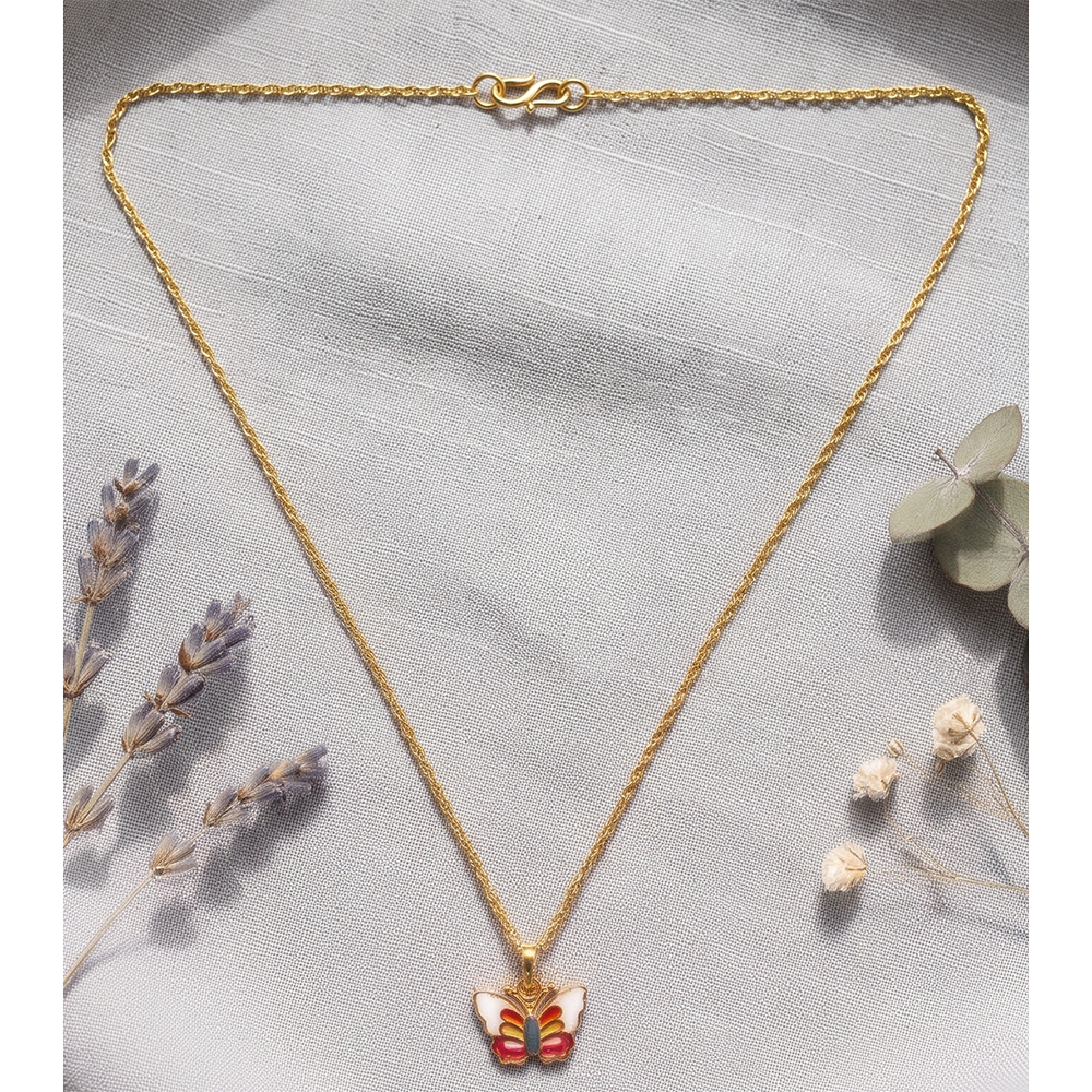 The99Jewel Cute Butterfly Design Meenakari Chain Pendant For Women/ Girls