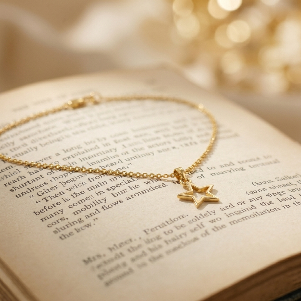 The99Jewel Gold Plated Modern Star Shape Chain Pendant for Women/ Girls
