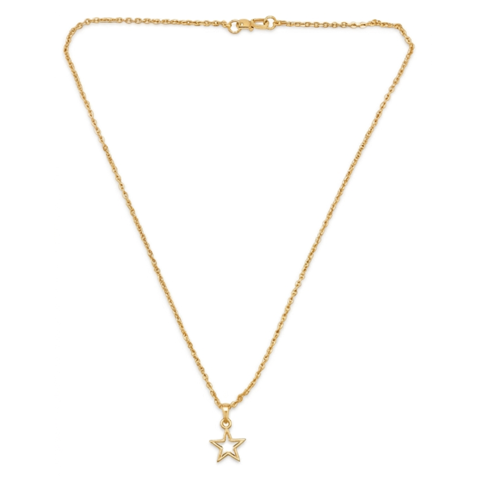 The99Jewel Gold Plated Modern Star Shape Chain Pendant for Women/ Girls