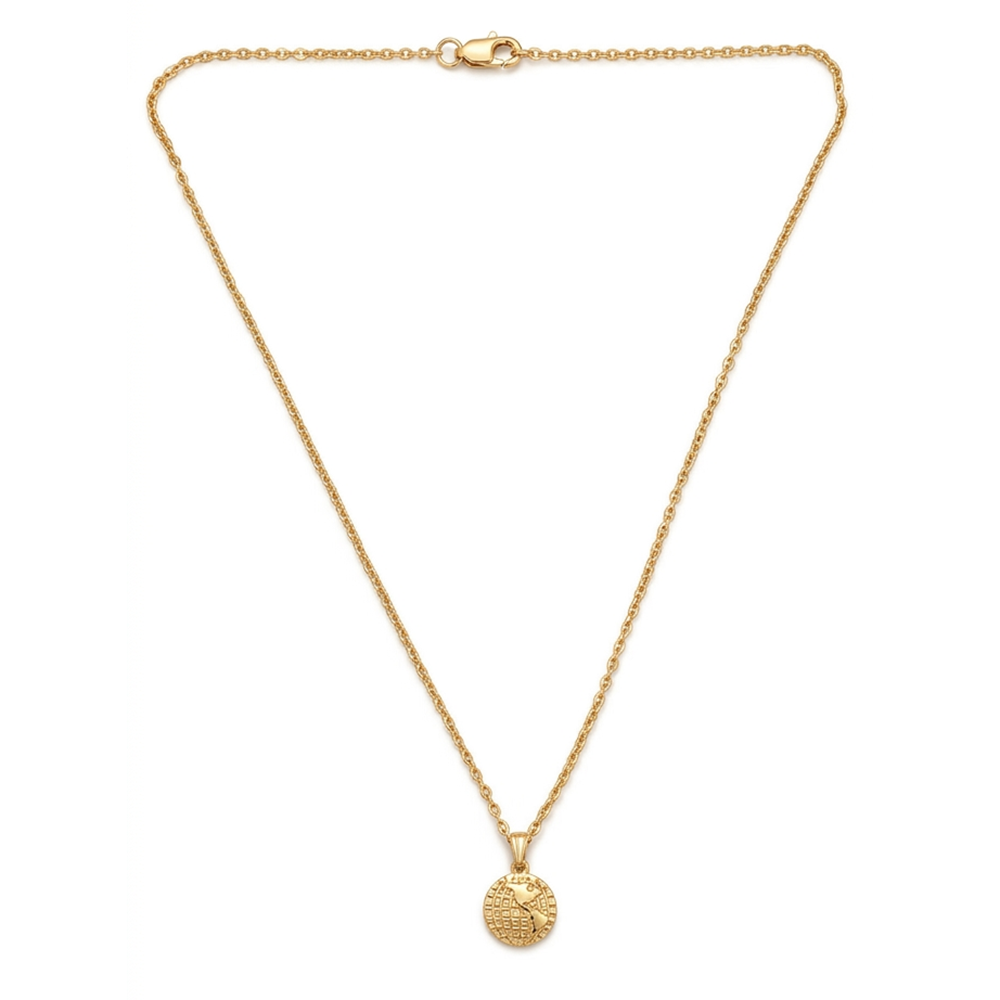 The99Jewel Gold Plated World Map Chain Pendant for Women & Girls