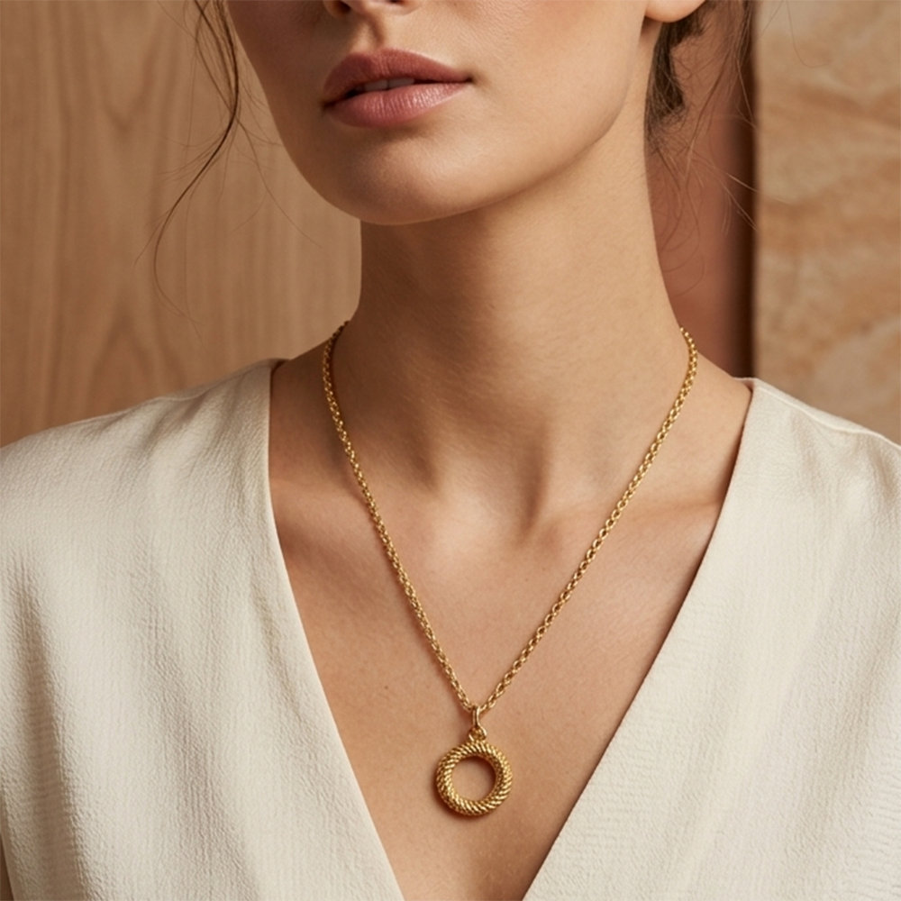  The99Jewel Gold Plated World Map Chain Pendant for Women & Girls
