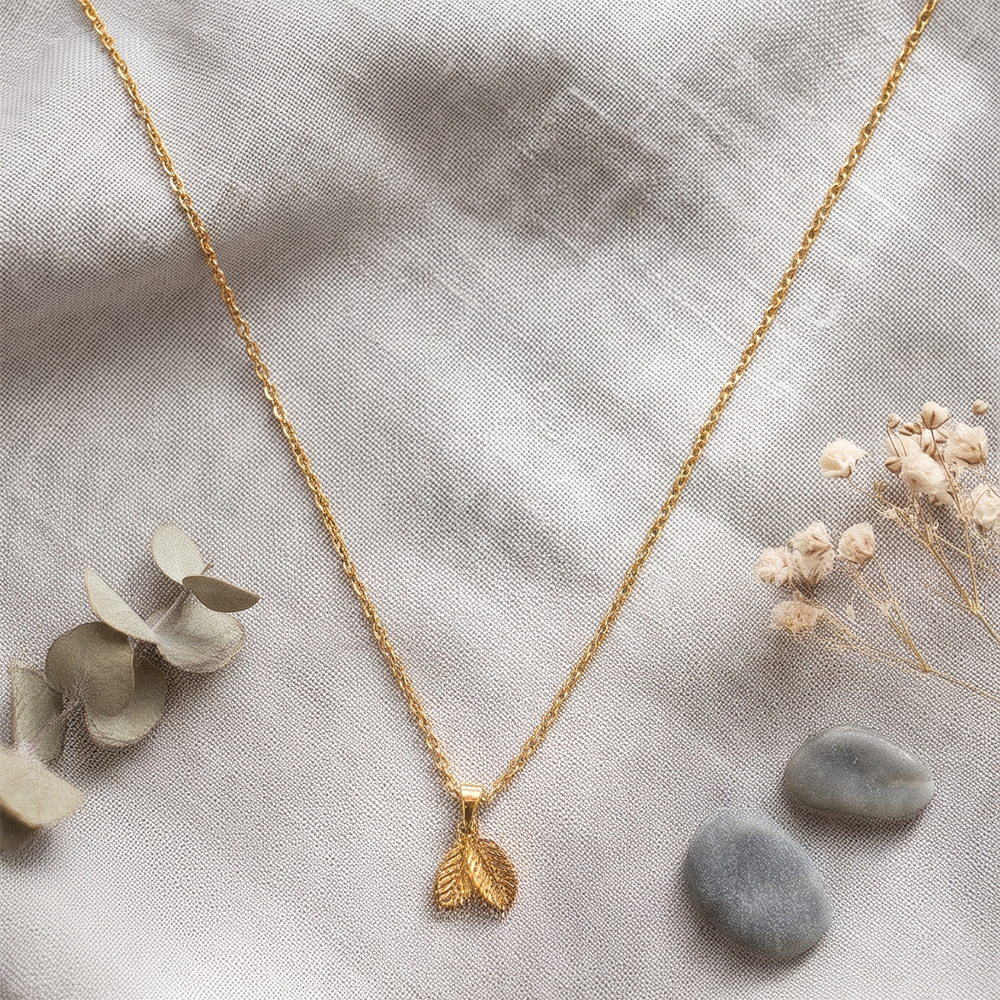 The99Jewel Gold Plated Leaf Chain Pendant for Women & Girls