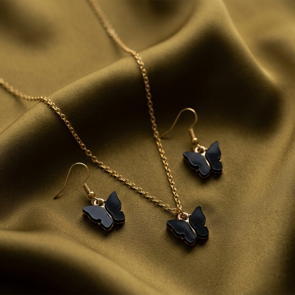 The99Jewel Delicate Butterfly Charm Chain Pendant Set for women