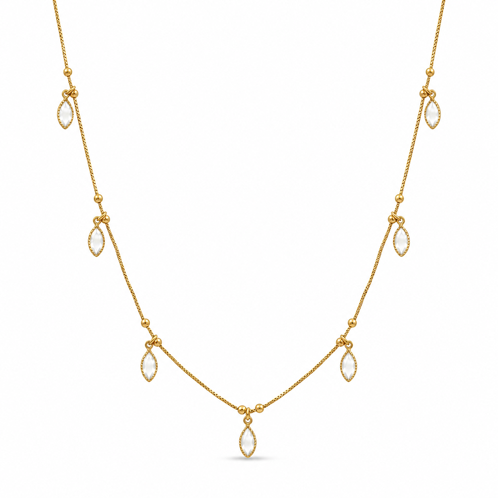 The99Jewel Elegant Gold Plated Teardrop Charm Necklace with Delicate Chain